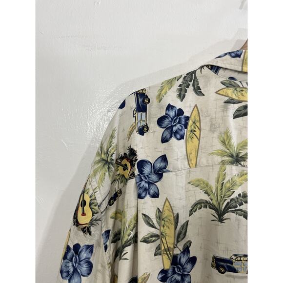 Silk Resort Camp Button Up Shirt XL Hawaiian Woody Surf Luxury Vacation Boho - Picture 8 of 12